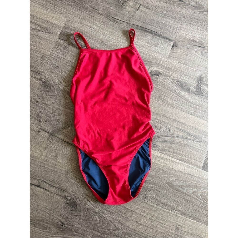 Sporti Solid Piped Thin Strap One Piece Swimsuit size 38